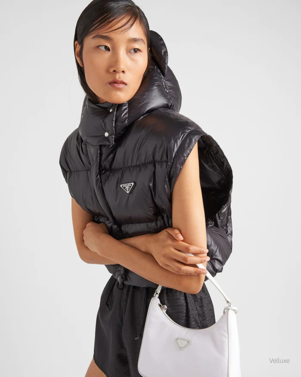 PRADA LIGHT RE-NYLON HOODED PUFFER JACKET