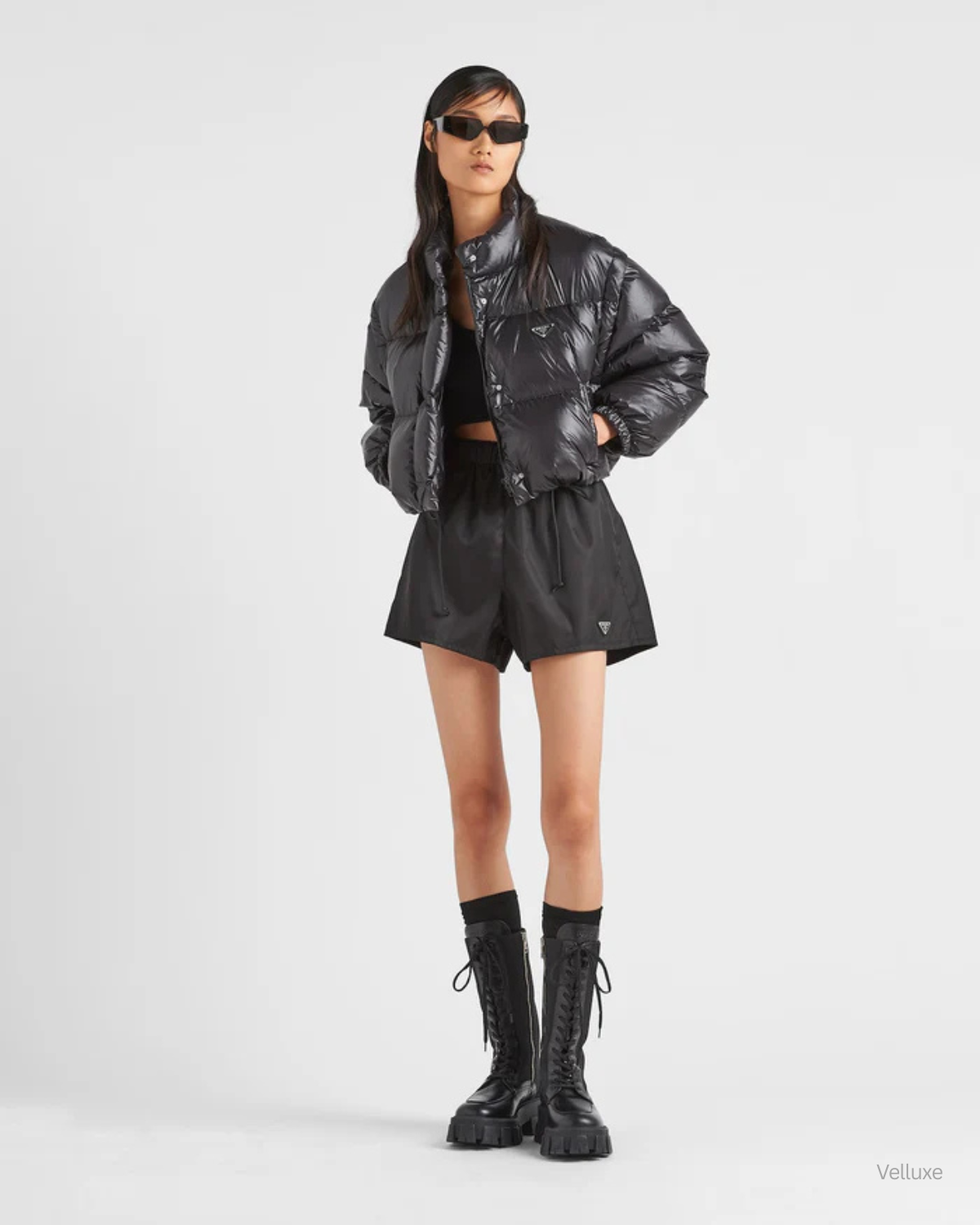 PRADA LIGHT RE-NYLON HOODED PUFFER JACKET